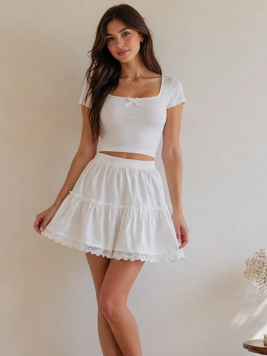 Zara Dresses & Skirts - zara White Lace Tiered Mini Skirt NWT Cottagecore Summer